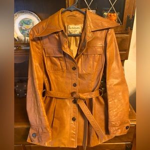 Vintage Sea Bell Leather jacket in burnt orange